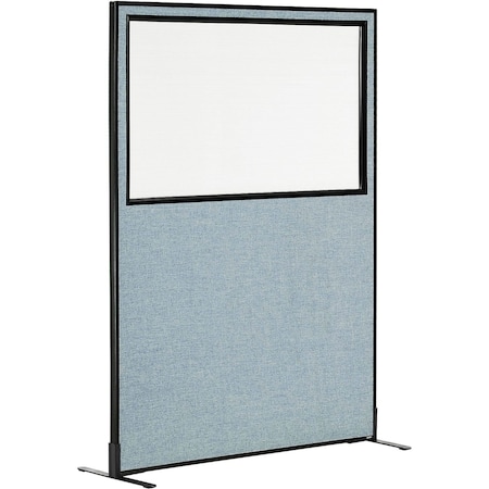 Interion By Global Industrial Interion Freestanding Office Partition Panel with Partial Window, 48-1/4inW x 72inH, Blue 694680WFBL